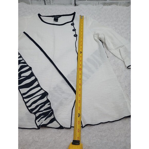 Ali Miles Top Womens Size Small White/Black 3/4 Sleeve Blouse - Picture 4 of 10